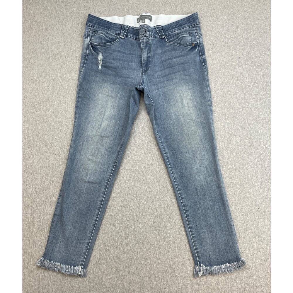 Wit & Wisdom Jeans Womens 12 Blue Denim Cotton Blend Stretch Frayed Hem Cropped